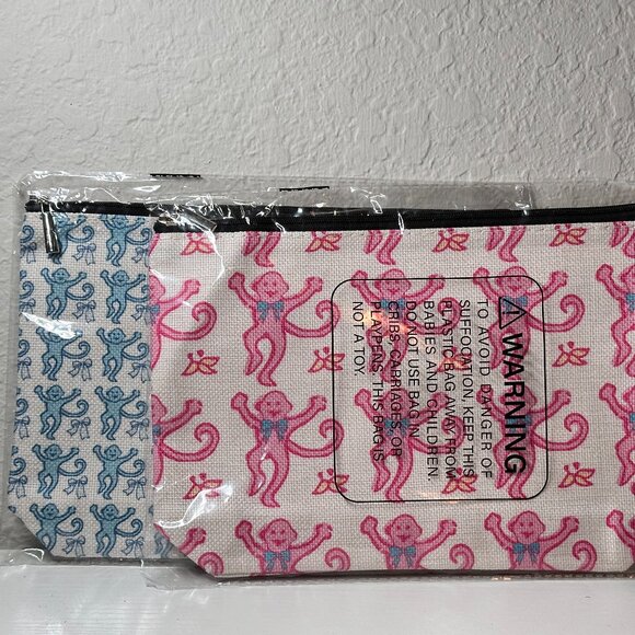 Set of 2 "Monkeys" Cosmetic Bags-BNIB - Picture 1 of 5
